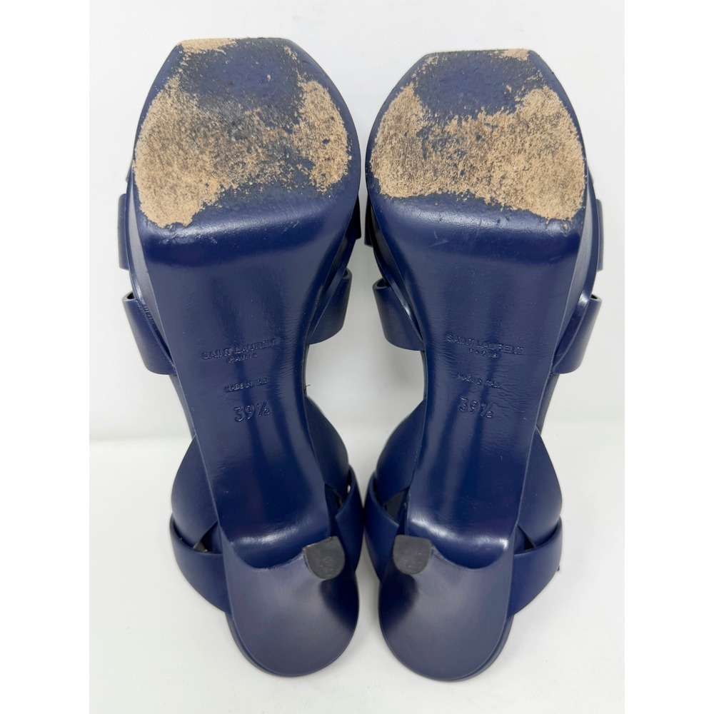 Saint‎ Laurent Tribute Blue Leather Platform Sandals Heels 39.5 - Picture 9 of 11